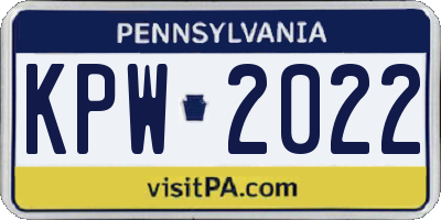 PA license plate KPW2022