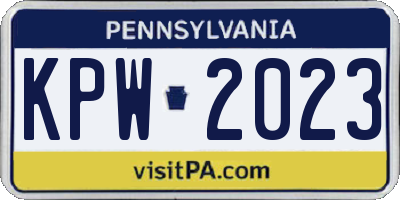 PA license plate KPW2023