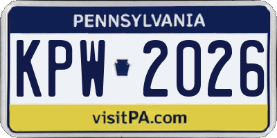 PA license plate KPW2026