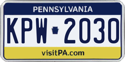PA license plate KPW2030