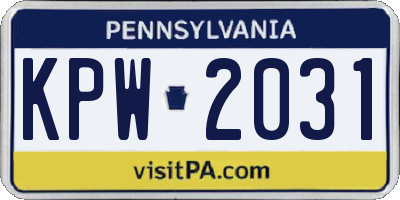 PA license plate KPW2031
