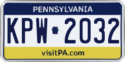 PA license plate KPW2032