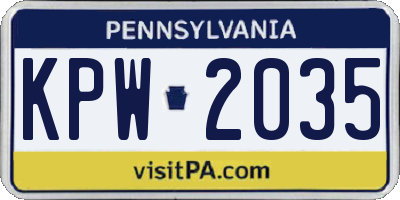 PA license plate KPW2035