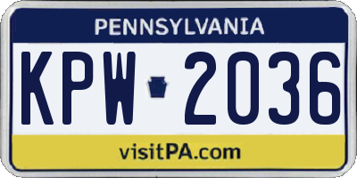 PA license plate KPW2036