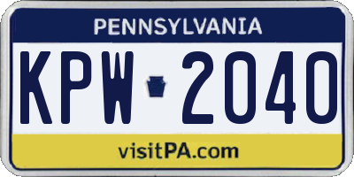 PA license plate KPW2040