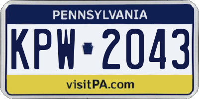 PA license plate KPW2043