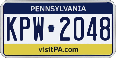PA license plate KPW2048