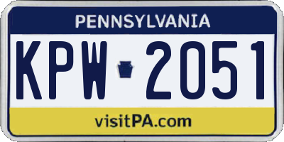 PA license plate KPW2051