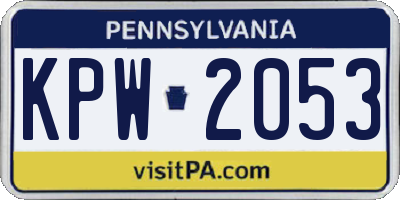 PA license plate KPW2053