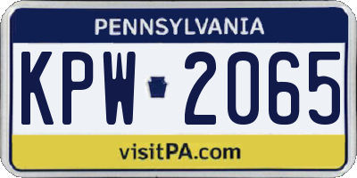 PA license plate KPW2065