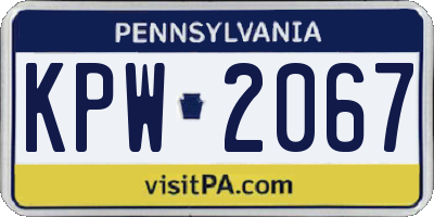 PA license plate KPW2067
