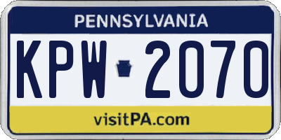 PA license plate KPW2070