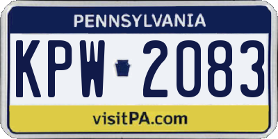 PA license plate KPW2083