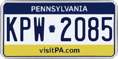 PA license plate KPW2085