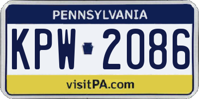 PA license plate KPW2086