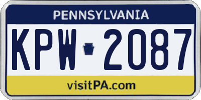 PA license plate KPW2087