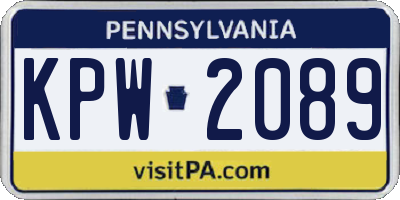 PA license plate KPW2089