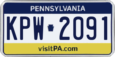 PA license plate KPW2091