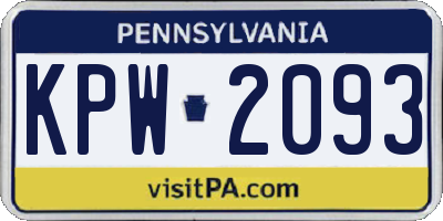 PA license plate KPW2093