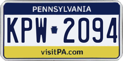 PA license plate KPW2094