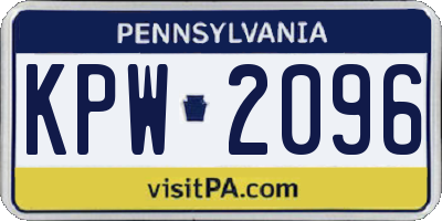 PA license plate KPW2096