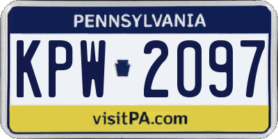 PA license plate KPW2097