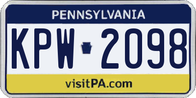 PA license plate KPW2098