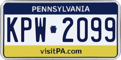 PA license plate KPW2099