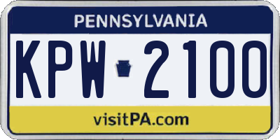 PA license plate KPW2100