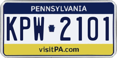 PA license plate KPW2101