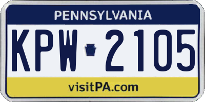 PA license plate KPW2105