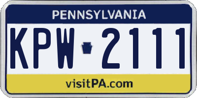 PA license plate KPW2111