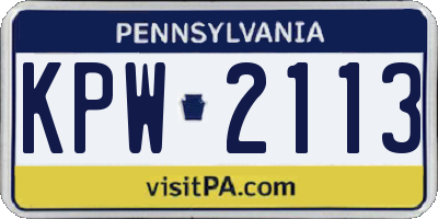 PA license plate KPW2113