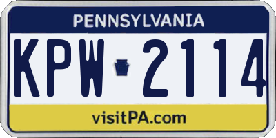 PA license plate KPW2114