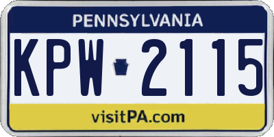 PA license plate KPW2115
