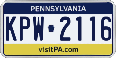 PA license plate KPW2116