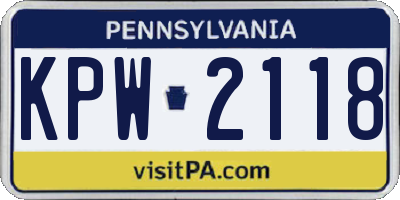 PA license plate KPW2118