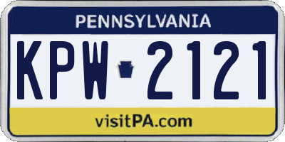 PA license plate KPW2121
