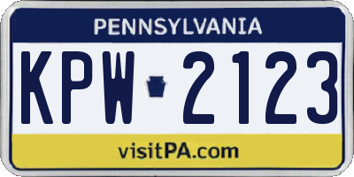 PA license plate KPW2123
