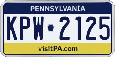 PA license plate KPW2125