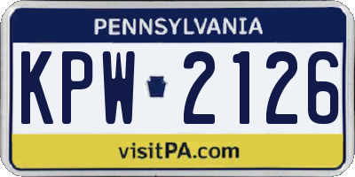 PA license plate KPW2126