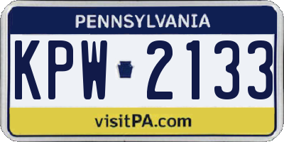 PA license plate KPW2133