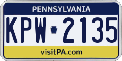 PA license plate KPW2135