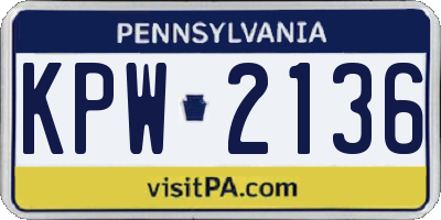 PA license plate KPW2136