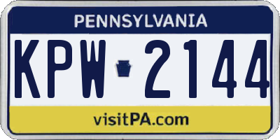 PA license plate KPW2144