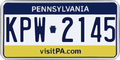 PA license plate KPW2145