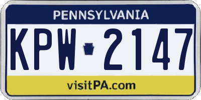 PA license plate KPW2147