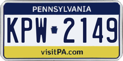 PA license plate KPW2149