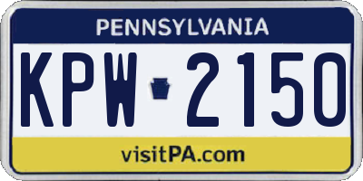 PA license plate KPW2150