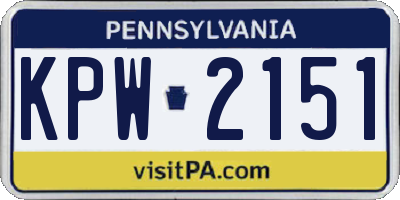 PA license plate KPW2151